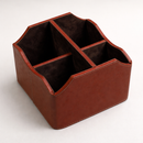 The Sovereign Multi-Tasker: Handcrafted Vegan Leather Divided Organizer Cup (Shiny Orange)-5