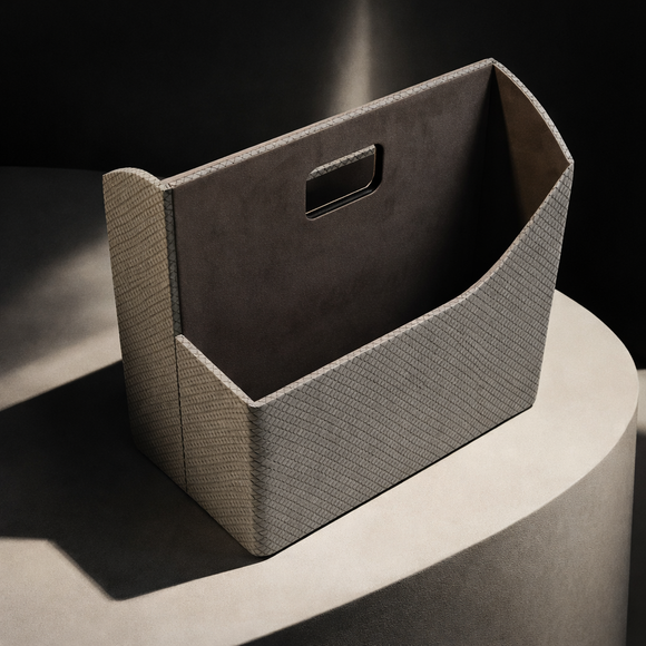 The Executive Desktop Library: Handcrafted Vegan Leather Book & File Organizer (Stone Grey)