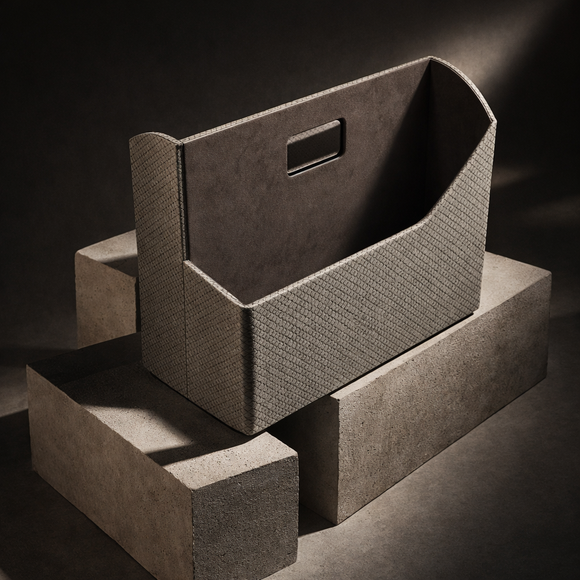 The Executive Desktop Library: Handcrafted Vegan Leather Book & File Organizer (Stone Grey)