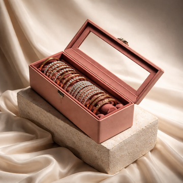 The Sovereign Collection: Premium Vegan Leather Watch & Bangle Organizer (Royal Pink)