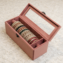 The Sovereign Collection: Premium Vegan Leather Watch & Bangle Organizer (Royal Pink)-7