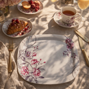 32 Pcs Melamine Dinner Set | Square Design with Dinner Plates, Small Plates, Serving Tray, Bowls with Lids, Spoons & Serving Spoons | Unbreakable & Lightweight Dinnerware (Cherry Blossom)-7