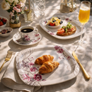 32 Pcs Melamine Dinner Set | Square Design with Dinner Plates, Small Plates, Serving Tray, Bowls with Lids, Spoons & Serving Spoons | Unbreakable & Lightweight Dinnerware (Cherry Blossom)-5