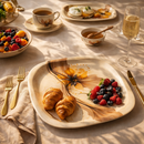 24 Pcs Melamine Dinner Set | Square Design with Dinner Plates, Small Plates, Serving Tray, Bowls with Lids, Spoons & Serving Spoons | Unbreakable & Lightweight Dinnerware (Blush Haven)-5