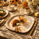 24 Pcs Melamine Dinner Set | Square Design with Dinner Plates, Small Plates, Serving Tray, Bowls with Lids, Spoons & Serving Spoons | Unbreakable & Lightweight Dinnerware (Blush Haven)-7