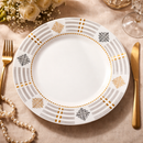 40 Pcs Melamine Dinner Set | Round Design with Dinner Plates, Small Plates, Serving Tray, Bowls with Lids, Spoons & Serving Spoons | Unbreakable & Lightweight Dinnerware (Royal Magic)-7