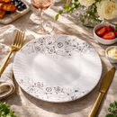 40 Pcs Melamine Dinner Set | Round Design with Dinner Plates, Small Plates, Serving Tray, Bowls with Lids, Spoons & Serving Spoons | Unbreakable & Lightweight Dinnerware (Black Fern)-2