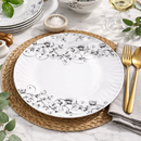 40 Pcs Melamine Dinner Set | Round Design with Dinner Plates, Small Plates, Serving Tray, Bowls with Lids, Spoons & Serving Spoons | Unbreakable & Lightweight Dinnerware (Black Fern)-3