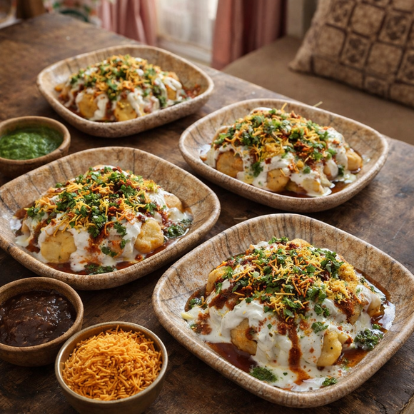 Snack & Chaat Serve Plate Set | Premium Melamine Plates For Indian Serving (Reef Blue)