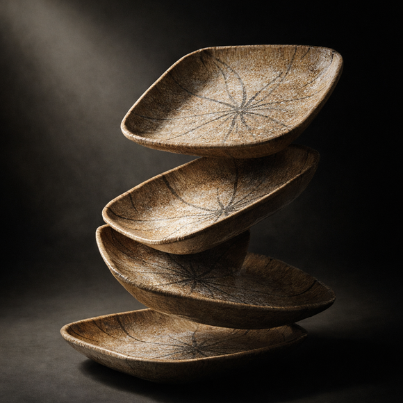 Snack & Chaat Serve Plate Set | Premium Melamine Plates for Indian Serving (Rose Dune)