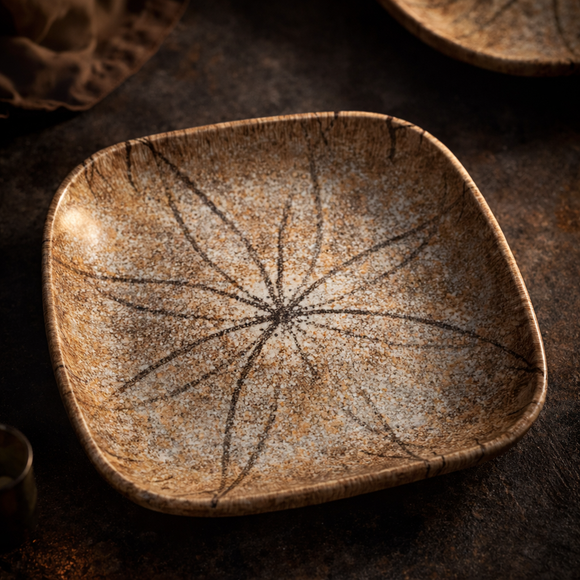 Snack & Chaat Serve Plate Set | Premium Melamine Plates for Indian Serving (Rose Dune)