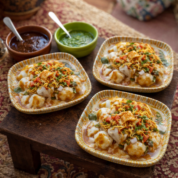 Snack & Chaat Serve Plate Set | Premium Melamine Plates for Indian Serving (Petal Sand)
