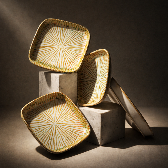 Snack & Chaat Serve Plate Set | Premium Melamine Plates for Indian Serving (Petal Sand)