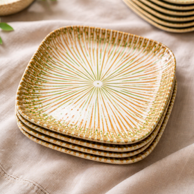 Snack & Chaat Serve Plate Set | Premium Melamine Plates for Indian Serving (Petal Sand)