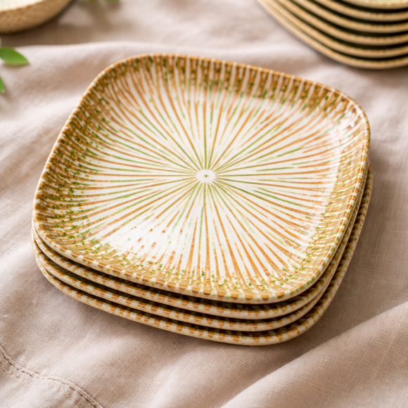 Snack & Chaat Serve Plate Set | Premium Melamine Plates for Indian Serving (Petal Sand)