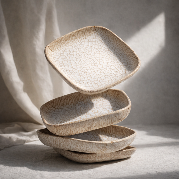 Snack & Chaat Serve Plate Set | Premium Melamine Plates for Indian Serving (Blush Sand)