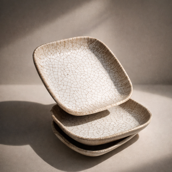 Snack & Chaat Serve Plate Set | Premium Melamine Plates for Indian Serving (Blush Sand)