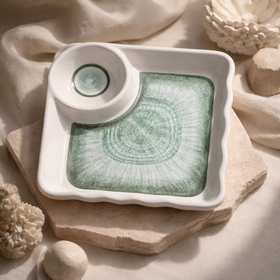 Everyday Serve Plate Set | Lightweight Melamine Plates for Snacks & Small Meals (Rage Green)