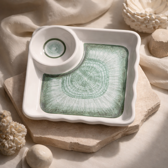 Everyday Serve Plate Set | Lightweight Melamine Plates for Snacks & Small Meals (Rage Green)