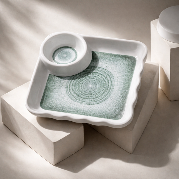 Everyday Serve Plate Set | Lightweight Melamine Plates for Snacks & Small Meals (Rage Green)