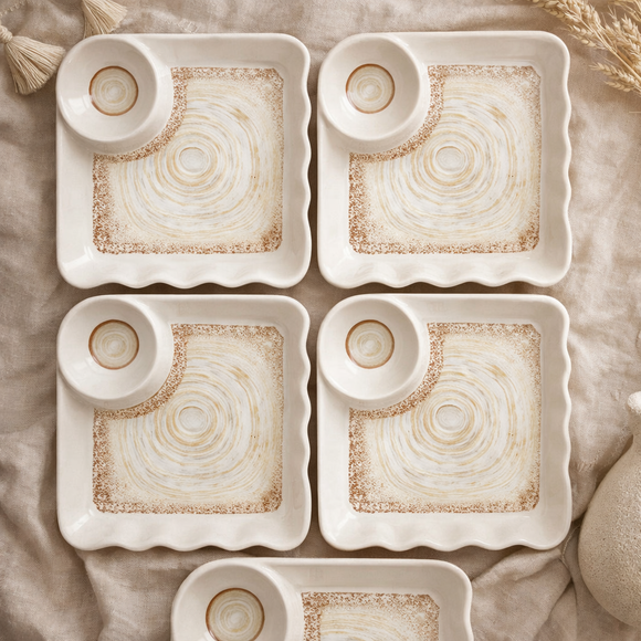 Everyday Serve Plate Set | Lightweight Melamine Plates for Snacks & Small Meals (Blush Taupe)