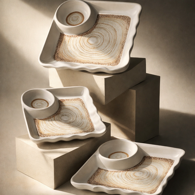Everyday Serve Plate Set | Lightweight Melamine Plates for Snacks & Small Meals (Blush Taupe)