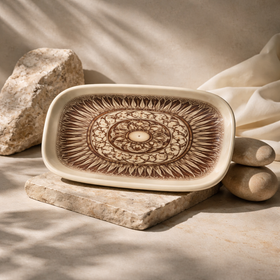 Comfy Homes Serving Platter | Durable, Food-Safe and Eco-Friendly | Platter for Snacks, Fruits, Appetizers & Kitchen Decor - 11" (Ivory Cloud)