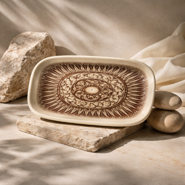 Comfy Homes Serving Platter | Durable, Food-Safe and Eco-Friendly | Platter for Snacks, Fruits, Appetizers & Kitchen Decor - 11" (Ivory Cloud)