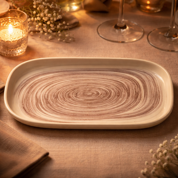 Comfy Homes Serving Platter | Durable, Food-Safe and Eco-Friendly | Platter for Snacks, Fruits, Appetizers & Kitchen Decor - 11" (Olive MIst)