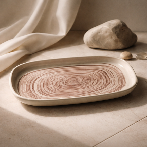 Comfy Homes Serving Platter | Durable, Food-Safe and Eco-Friendly | Platter for Snacks, Fruits, Appetizers & Kitchen Decor - 11" (Olive MIst)