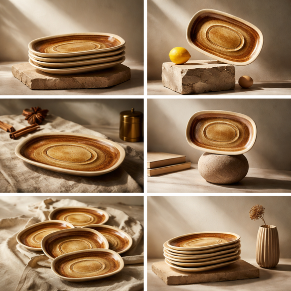 Comfy Homes Serving Platter | Durable, Food-Safe and Eco-Friendly | Platter for Snacks, Fruits, Appetizers & Kitchen Decor - 9" (Rose Sand)