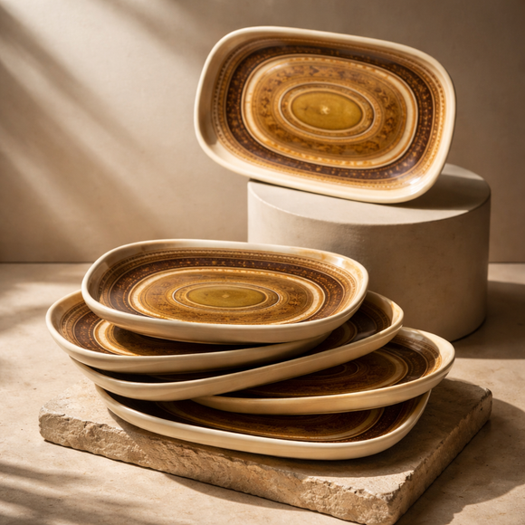 Comfy Homes Serving Platter | Durable, Food-Safe and Eco-Friendly | Platter for Snacks, Fruits, Appetizers & Kitchen Decor - 11" (Rose Sand)