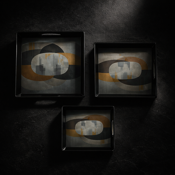 Comfy Homes™ Premium Multi-Purpose Melamine Tray Set (Set of 3)(Small, Medium & Large) (Illusionary White)