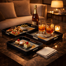 Comfy Homes™ Premium Multi-Purpose Melamine Tray Set (Set of 3)(Small, Medium & Large) (Illusionary White)-3