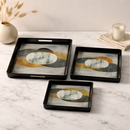 Comfy Homes™ Premium Multi-Purpose Melamine Tray Set (Set of 3)(Small, Medium & Large) (Illusionary White)-6