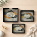 Comfy Homes™ Premium Multi-Purpose Melamine Tray Set (Set of 3)(Small, Medium & Large) (Illusionary White)-5