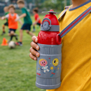 Kids Smart Sipper Bottle with Button-Open Lid, Neck Strap & Helicopter Cap Design (Mr Aerospace)-4