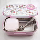 Insulated Steel Lunch Box 500ml with Sweet Box & Spoon | Leak-Proof Kids Tiffin | Hot & Fresh Meals On-the-Go (White Unicorn)-7