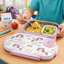Insulated Steel Lunch Box 500ml with Sweet Box & Spoon | Leak-Proof Kids Tiffin | Hot & Fresh Meals On-the-Go (White Unicorn)-3