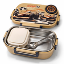 Insulated Steel Lunch Box 500ml with Sweet Box & Spoon | Leak-Proof Kids Tiffin | Hot & Fresh Meals On-the-Go (Yellow Racer)-5