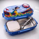 Insulated Steel Lunch Box 500ml with Sweet Box & Spoon | Leak-Proof Kids Tiffin | Hot & Fresh Meals On-the-Go (Blue Cricketer)-3