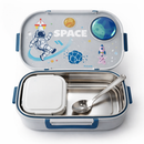 Insulated Steel Lunch Box 500ml with Sweet Box & Spoon | Leak-Proof Kids Tiffin | Hot & Fresh Meals On-the-Go (Grey Alien)-6