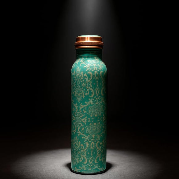 Comfy Homes 100% Copper Water Bottle, 1 Litre | Durable, Leak Proof & Rust Proof | Handicraft Finish & Timeless Luxury Design | Non-Toxic, BPA Free, Boosts Immunity & Yoga Health Benefits (Zen)