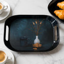 Comfy Homes Durable Multi-Use Premium Printed Rectangular Melamine Serve Ware Set with 3 Trays (Small, Medium & Large) (Quiet Blue)-6