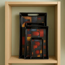 Comfy Homes Durable Multi-Use Premium Printed Rectangular Melamine Serve Ware Set with 3 Trays (Small, Medium & Large) (Wordly Illusion)-1