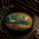 Comfy Homes Round Melamine Tray | Durable, Stackable Serving Tray | Premium Printed Serveware for Kitchen, Dining Table, Coffee Table, Office Desk, Parties, Snacks, Breakfast & More (Bird)-8