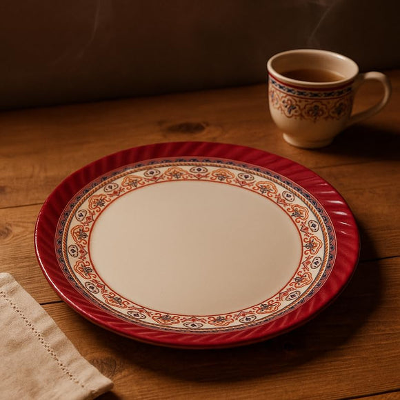 Comfy Homes 41 Pcs Melamine Dinner Set | Round Design with Dinner Plates, Small Plates, Serving Tray, Bowls with Lids, Spoons & Serving Spoons | Unbreakable & Lightweight Dinnerware (Royale Sapphire)