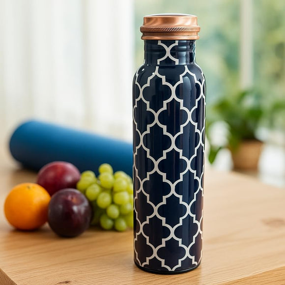 Comfy Homes 100% Copper Water Bottle, 1 Litre | Durable, Leak Proof & Rust Proof | Handicraft Finish & Timeless Luxury Design | Non-Toxic, BPA Free, Boosts Immunity & Yoga Health Benefits (Elite)