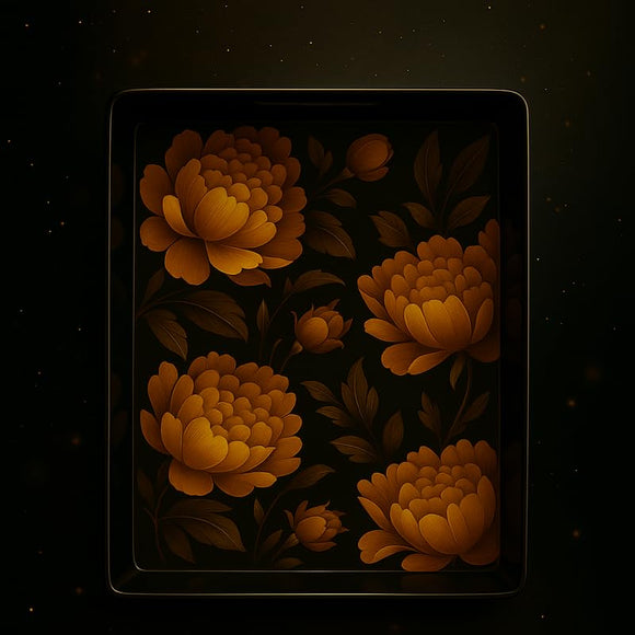 Comfy Homes Durable Multi-Use Premium Printed Rectangular Melamine Serve Ware Set with 3 Trays (Small, Medium & Large) (Yellow Lotus)