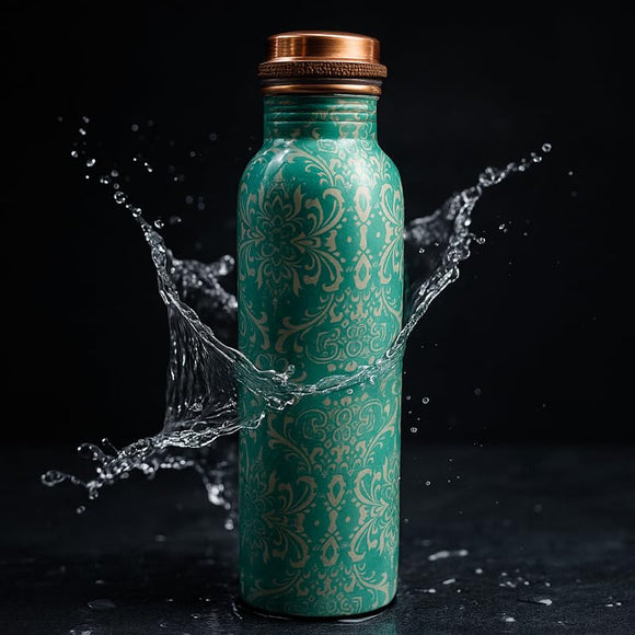 Comfy Homes 100% Copper Water Bottle, 1 Litre | Durable, Leak Proof & Rust Proof | Handicraft Finish & Timeless Luxury Design | Non-Toxic, BPA Free, Boosts Immunity & Yoga Health Benefits (Zen)
